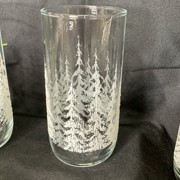 Set of 5 VTG Ponderosa Steak House embossed “Frosted” Pines Glasses / tumblers - Picture 5 of 10